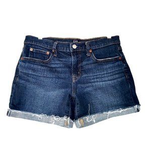 GAP 29/8 Dark Indigo Cotton/ Spandex Cuffed Zip Front Denim Shorts 5" inseam